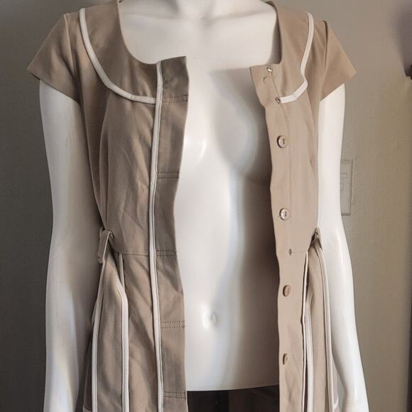 Sandra Darren 6P Tan Career Dress Belted Work Officewear Modest Petite Neutral - Picture 7 of 10